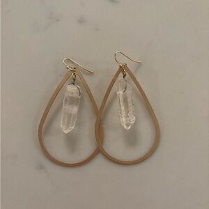 Crystal Drop & Gold Teardrop Earrings